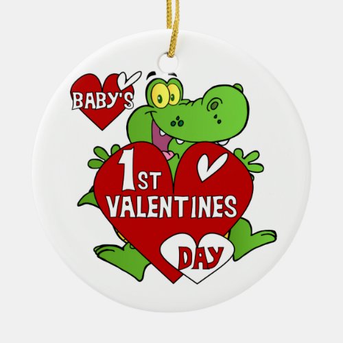 Crocodile 1st Valentines Day Ceramic Ornament