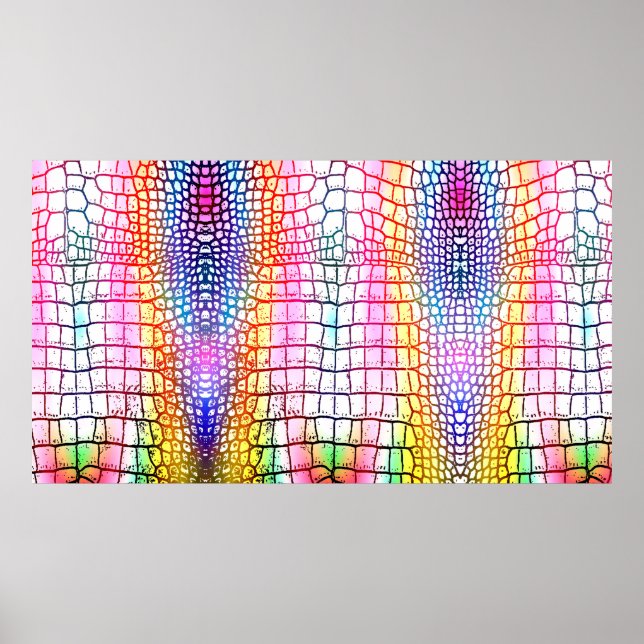 Crocodile abstract pattern, colorful pattern poster (Front)