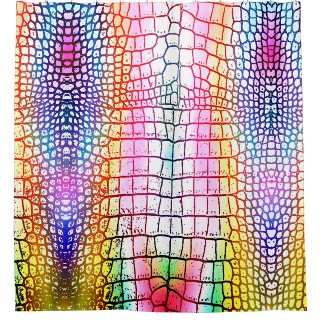 Crocodile abstract pattern, colorful pattern shower curtain (Front)