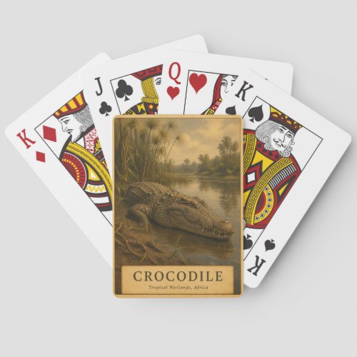 Crocodile African Wetlands VINTAGE Poker Cards