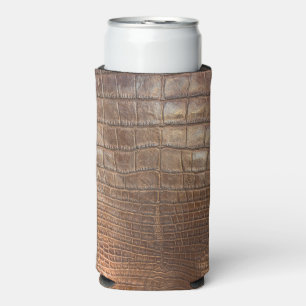 Crocodile alligator brown leather-look skin exotic seltzer can cooler
