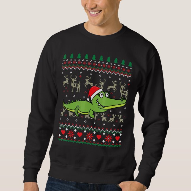 Crocodile Alligator Christmas Ornament  Ugly Sweatshirt (Front)