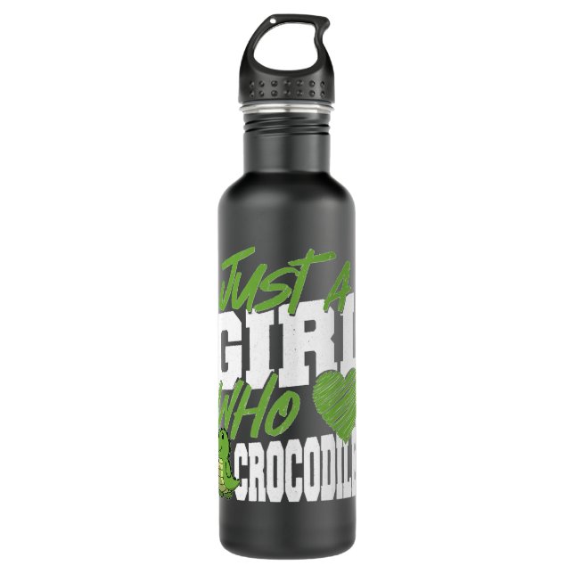 Crocodile Alligator Just a Girl Who Loves Crocodil Stainless Steel Water Bottle (Front)
