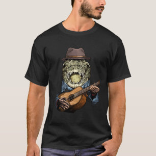 Crocodile Alligator Playing Acoustic Guitar Player T-Shirt