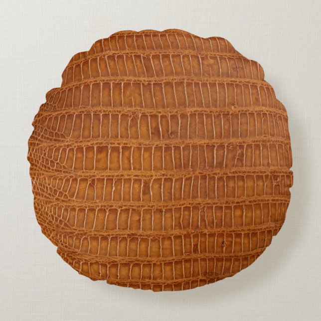 Crocodile alligator reptile leather texture close  round pillow (Front)