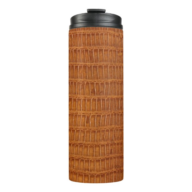 Crocodile alligator reptile leather texture close  thermal tumbler (Front)