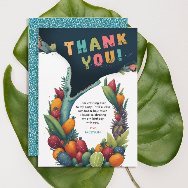 Crocodile Alligator Tropical Wild Birthday Thank  You Card (Creator Uploaded)