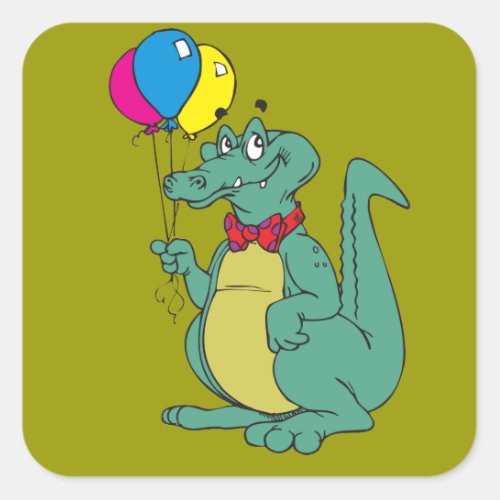 Crocodile  Alligator with Balloons Sticker