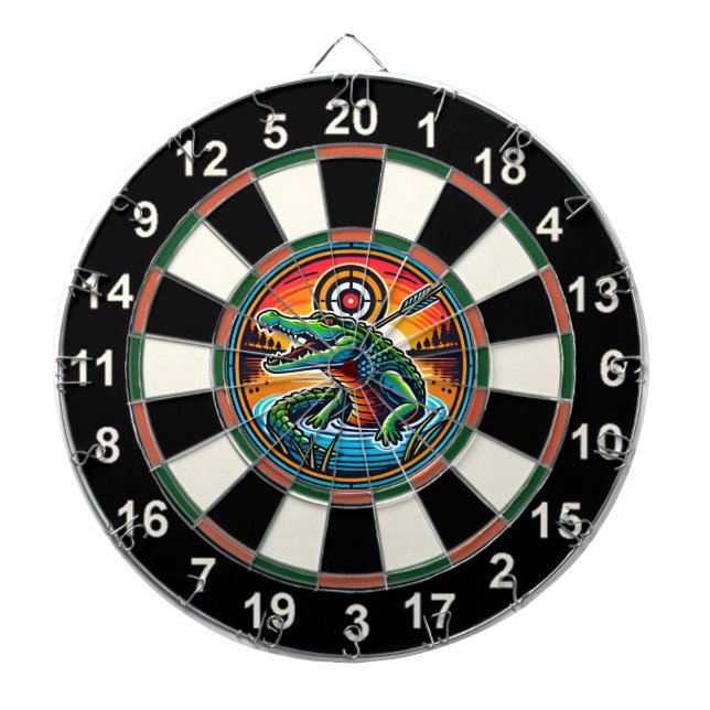 Crocodile and Lake Target Circle Dart Board (Front)