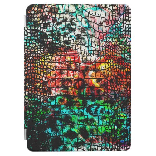 Crocodile and leopard pattern with colorful abstra iPad air cover