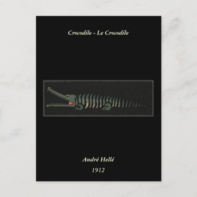 Crocodile - Antiquarian Colorful Book Illustration Postcard (Front)