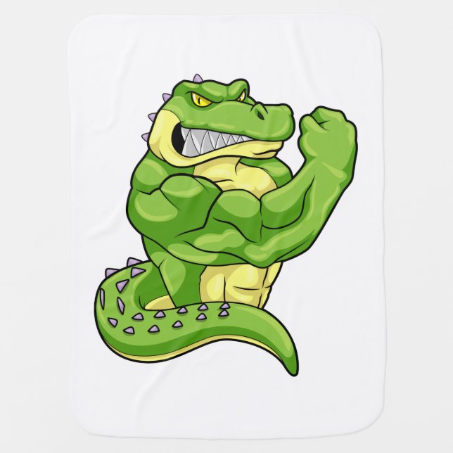 Crocodile as Bodybuilder & big Muscles Baby Blanket (Front)