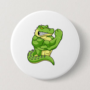 Crocodile as Bodybuilder & big Muscles Button