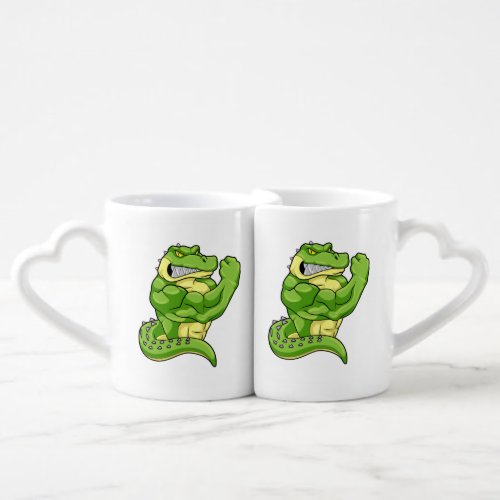 Crocodile as Bodybuilder  big Muscles Coffee Mug Set