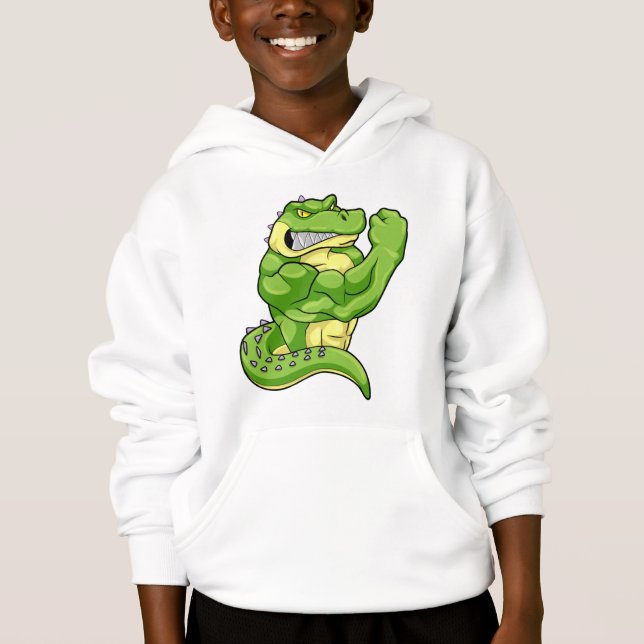 Crocodile as Bodybuilder & big Muscles Hoodie (Front)