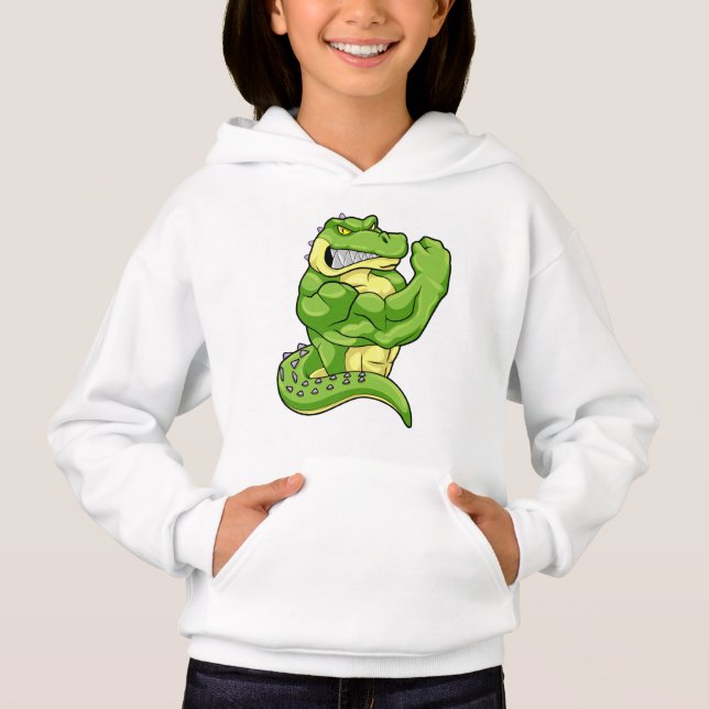 Crocodile as Bodybuilder & big Muscles Hoodie (Front)