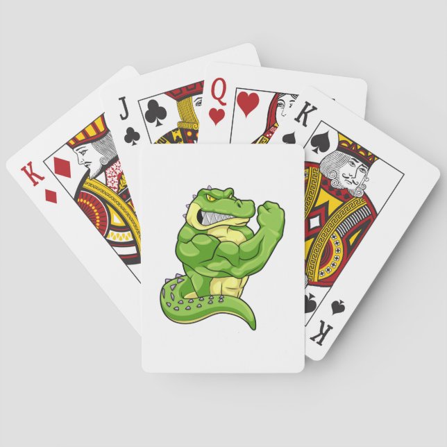 Crocodile as Bodybuilder & big Muscles Poker Cards (Back)