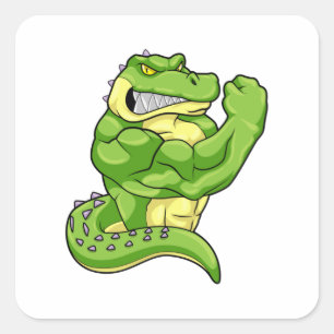 Crocodile as Bodybuilder & big Muscles Square Sticker