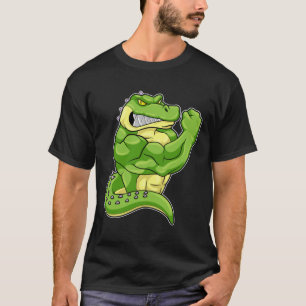 Crocodile as Bodybuilder & big Muscles T-Shirt