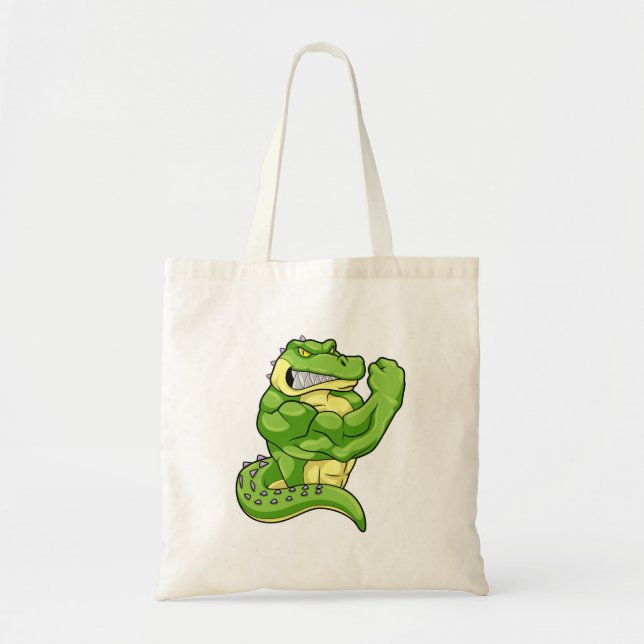 Crocodile as Bodybuilder & big Muscles Tote Bag (Front)