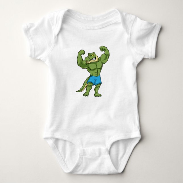 Crocodile as Bodybuilder extreme Baby Bodysuit (Front)