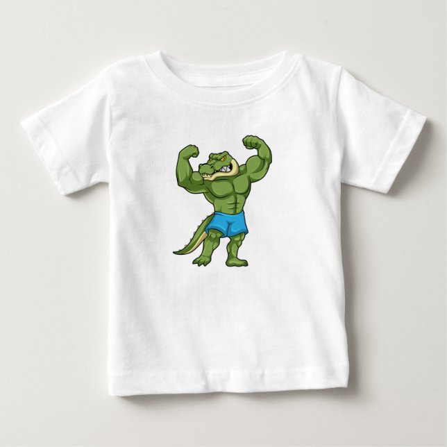 Crocodile as Bodybuilder extreme Baby T-Shirt (Front)