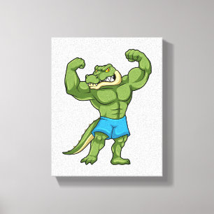 Crocodile as Bodybuilder extreme Canvas Print