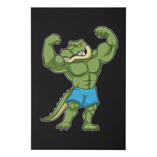 Crocodile as Bodybuilder extreme Faux Canvas Print