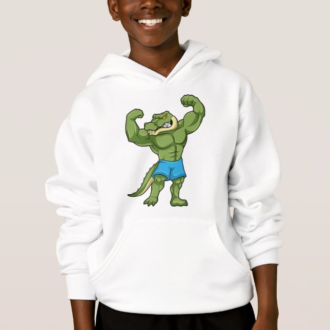 Crocodile as Bodybuilder extreme Hoodie (Front)