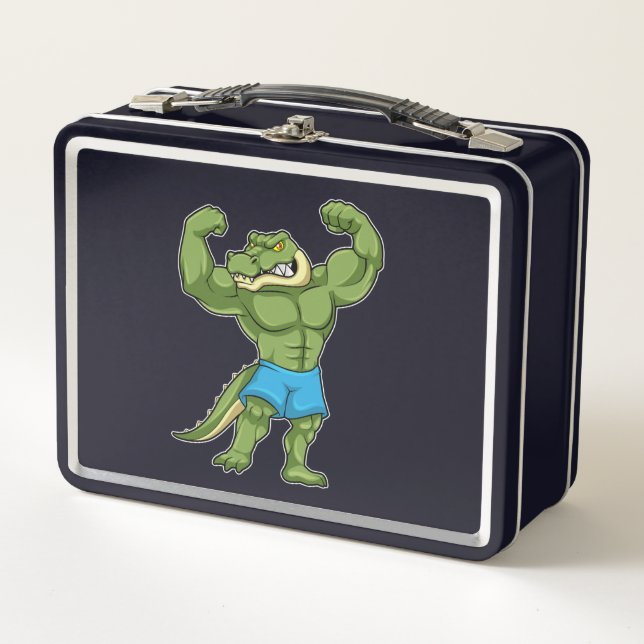 Crocodile as Bodybuilder extreme Metal Lunch Box (Front)