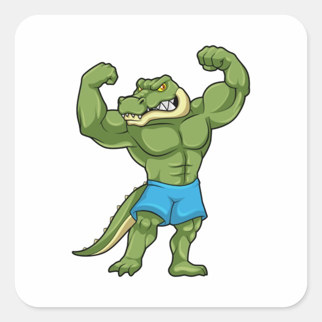 Crocodile as Bodybuilder extreme Square Sticker (Front)