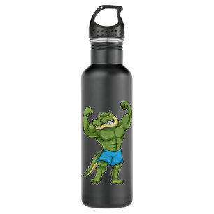 Crocodile as Bodybuilder extreme Stainless Steel Water Bottle