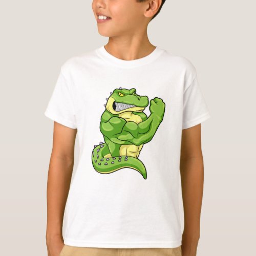 Crocodile as Bodybuilder with big Muscles T_Shirt