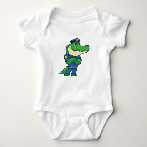 Crocodile as Police officer with Police uniform Baby Bodysuit