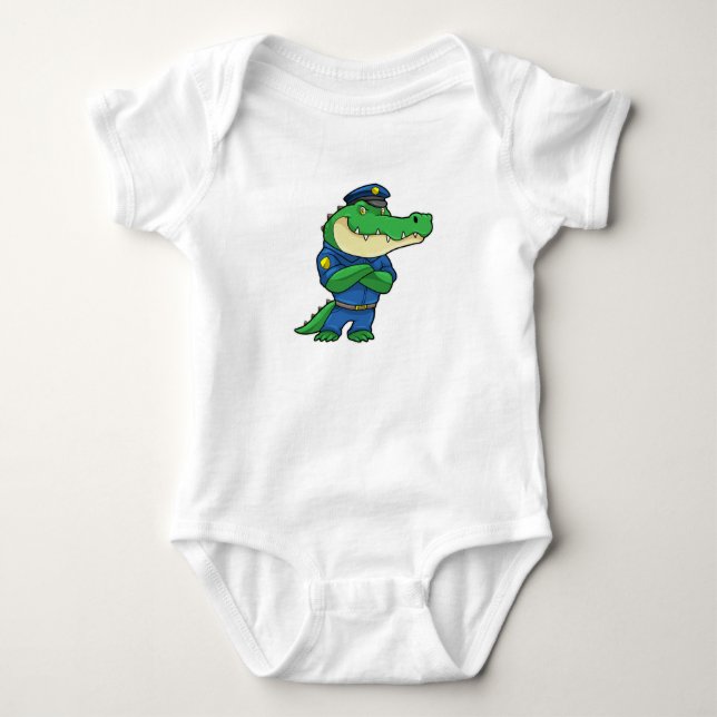 Crocodile as Police officer with Police uniform Baby Bodysuit (Front)