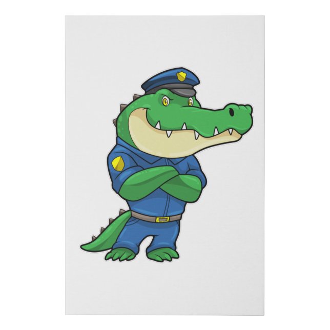 Crocodile as Police officer with Police uniform Faux Canvas Print (Front)
