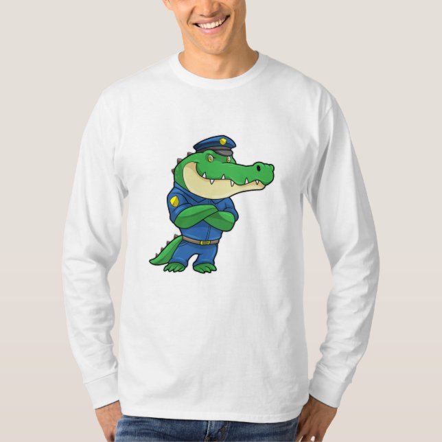 Crocodile as Police officer with Police uniform T-Shirt (Front)