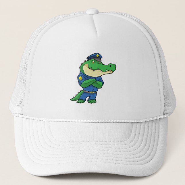 Crocodile as Police officer with Police uniform Trucker Hat (Front)