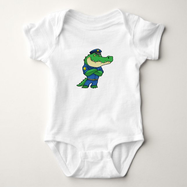 Crocodile as Police officer with Uniform Baby Bodysuit (Front)