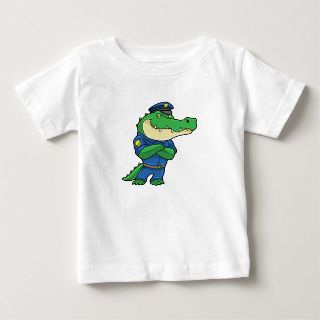 Crocodile as Police officer with Uniform Baby T-Shirt (Front)