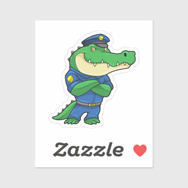 Crocodile as Police officer with Uniform Sticker (Sheet)