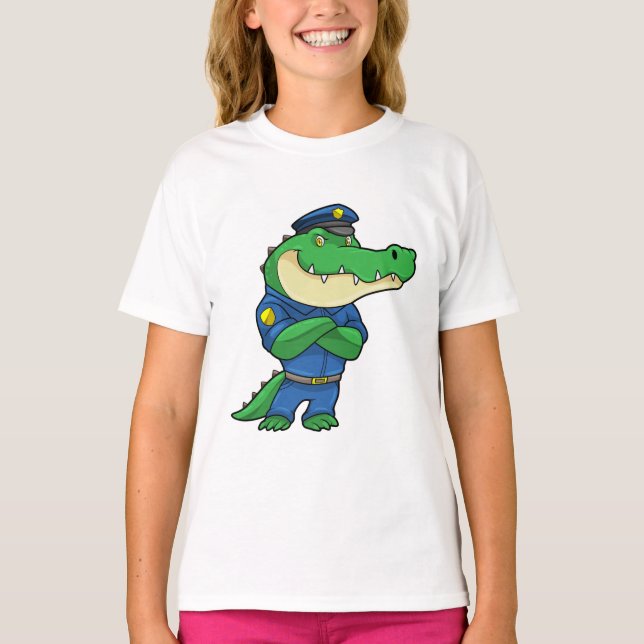 Crocodile as Police officer with Uniform T-Shirt (Front)