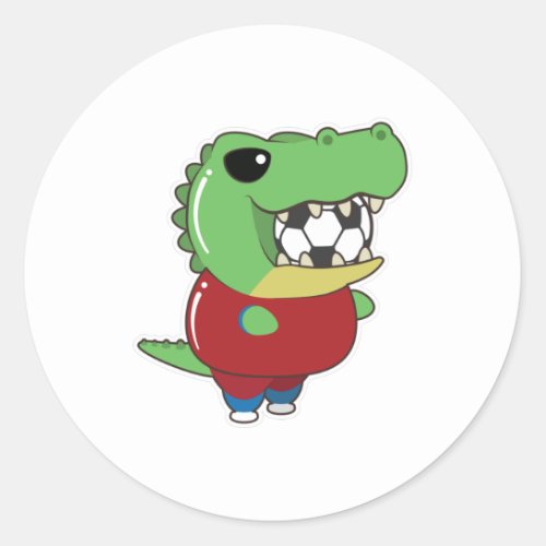 Crocodile as Soccer player with Soccer ball Classic Round Sticker