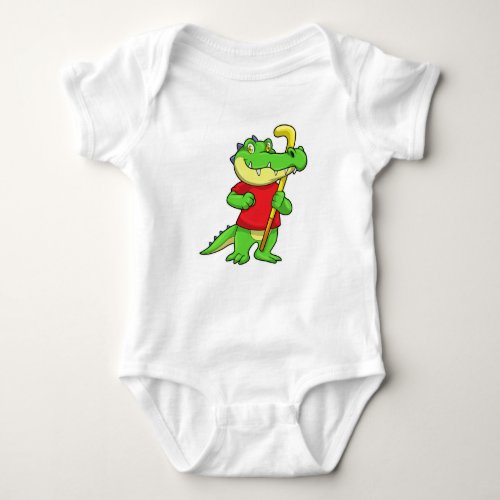 Crocodile at Field hockey with Hockey stick Baby Bodysuit