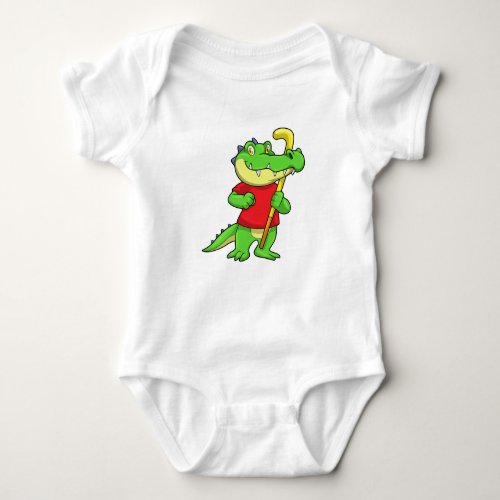 Crocodile at Field hockey with Stick Baby Bodysuit