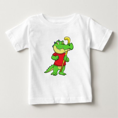 Crocodile at Field hockey with Stick Baby T_Shirt