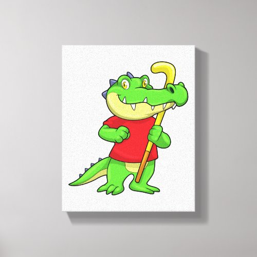 Crocodile at Field hockey with Stick Canvas Print