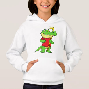 Crocodile at Field hockey with Stick Hoodie