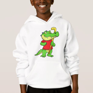 Crocodile at Field hockey with Stick Hoodie