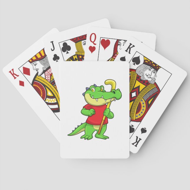 Crocodile at Field hockey with Stick Poker Cards (Back)